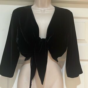 Vintage EUC Allison Taylor Black Velour Wrap Size SP